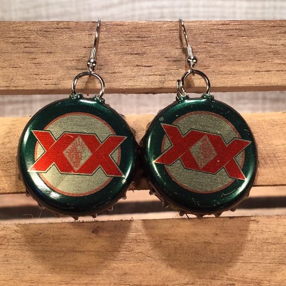 DOS EQUIS Jewelry - DOS EQUIS Homemade beer cap earrings/novelty